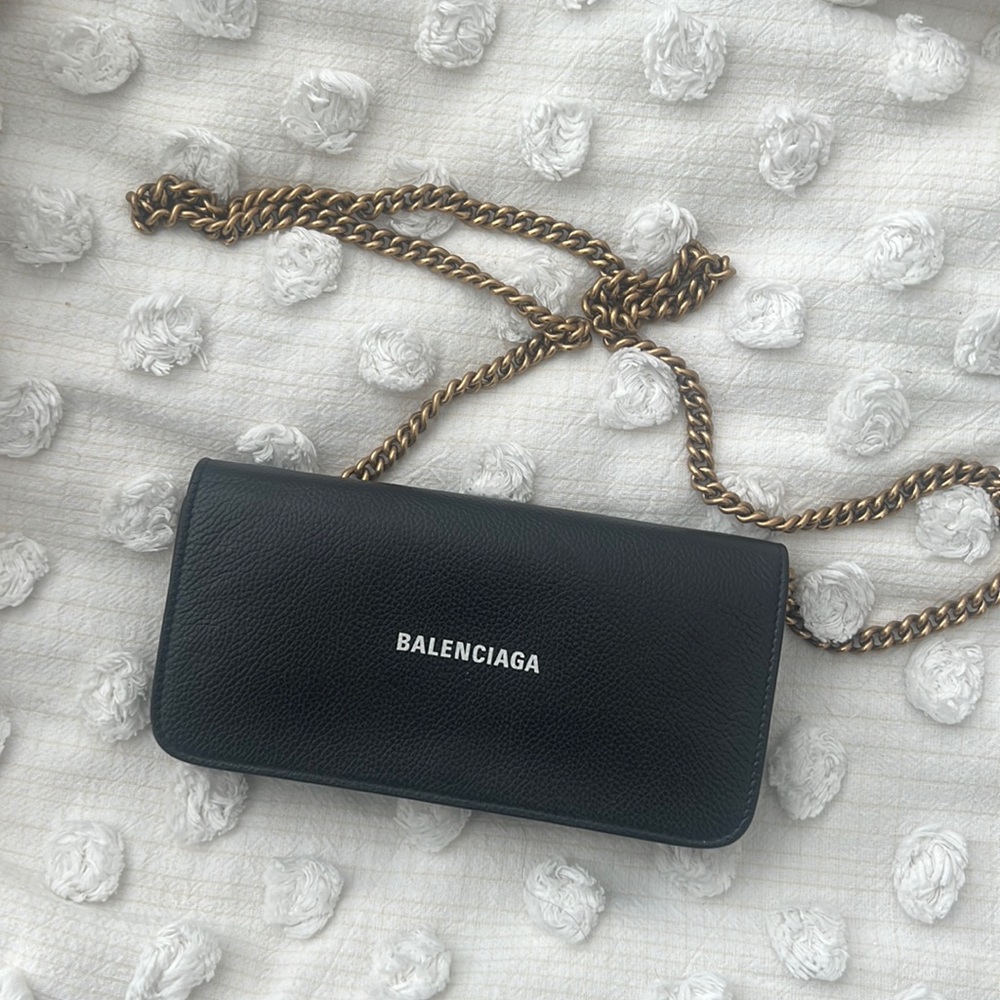 Balenciaga Logo Detailed Chain Strap Wallet